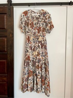 Revel Short Sleeve Floral Cotton Maxi Dress